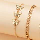 Geometric Chain Love Butterfly Anklet Woman