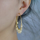 Europe Style Large Geometric Circle Hoop Earrings with Tassel for Women