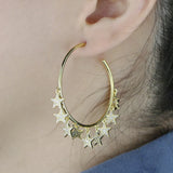 Europe Style Large Geometric Circle Hoop Earrings with Tassel for Women