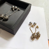 Crystal Zircon Skull Pearl Pendant Earrings Punk Rock