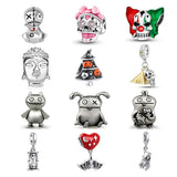 925 Silver Charms Skeleton Clown Bead Bracelet Pendant DIY Jewelry Gift