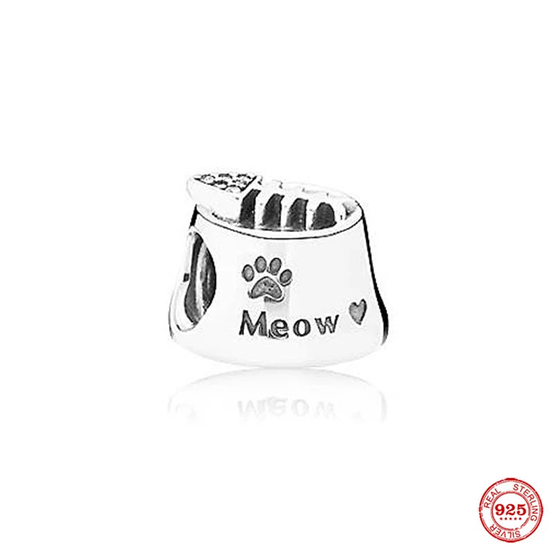Europe Fine925 Cat Safety Chain Bead Silver Charm for Bracelet Pendant