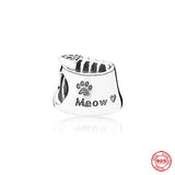Europe Fine925 Cat Safety Chain Bead Silver Charm for Bracelet Pendant