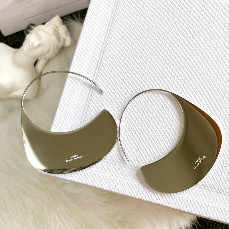 Europe Hot Silver Half Round Earrings Women High Jewelry