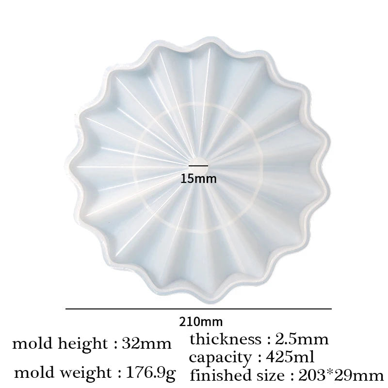 European Style Wave Drain Tray Epoxy Resin Mold Kitchen Snack Fruit Cake Display