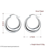 Europe Jewelry Silver Moon Circle Hoop Earrings U Shape Earrings