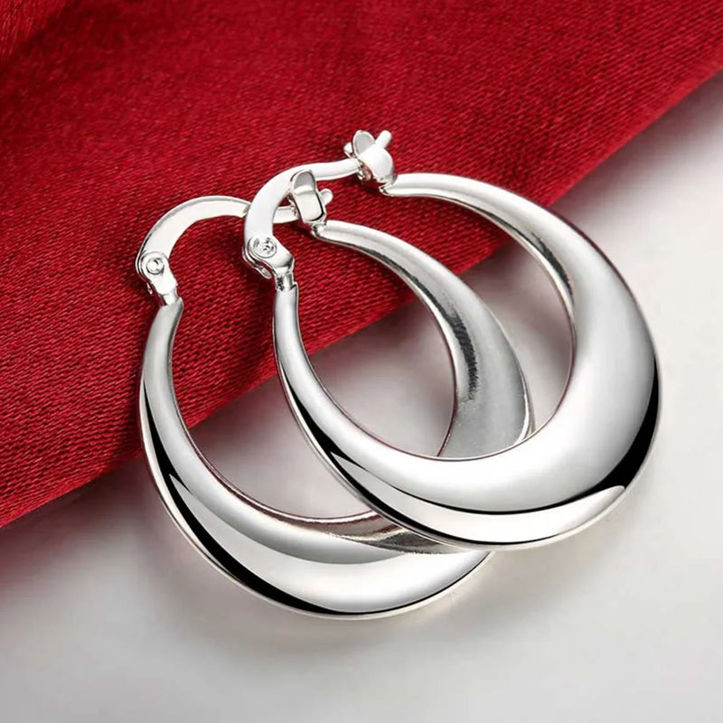 Europe Jewelry Silver Moon Circle Hoop Earrings U Shape Earrings