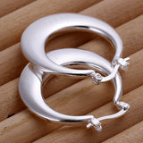 Europe Jewelry Silver Moon Circle Hoop Earrings U Shape Earrings