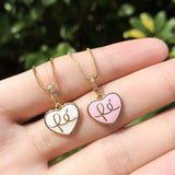 Europe Heart Pendant Necklace Enamel Love Pendant Clavicle Chain