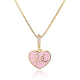 Europe Heart Pendant Necklace Enamel Love Pendant Clavicle Chain