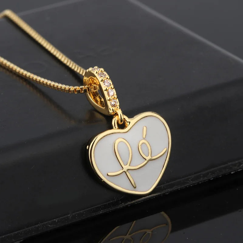 Europe Heart Pendant Necklace Enamel Love Pendant Clavicle Chain