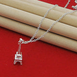 Europe Paris Tower Pendant Necklace 925 Sterling Silver Jewelry