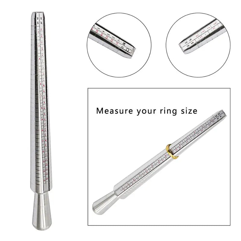 Europe Ring Sizer Mandrel and Stainless Iron Ring Sizer Gauge Set