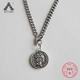 925 Sterling Silver Elizabeth Coin Necklace Vintage Style