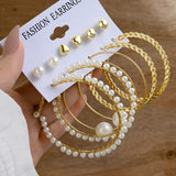 Geometric C-shaped Pearl Earrings 6-pc Set Wedding Gift
