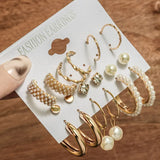 Geometric C-shaped Pearl Earrings 6-pc Set Wedding Gift