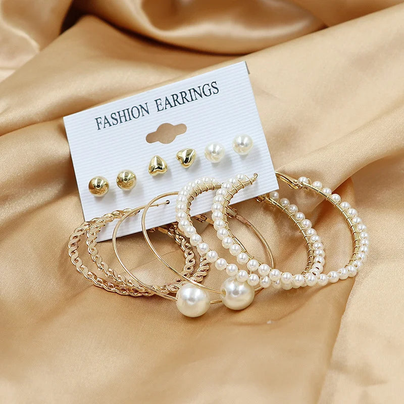 Europe & America Pearl Earring Set for Women, Party & Banquet Jewelry Gift