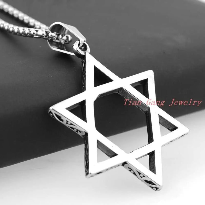 Hexagonal Star Stainless Steel Pendant Necklace Clavicle Chain
