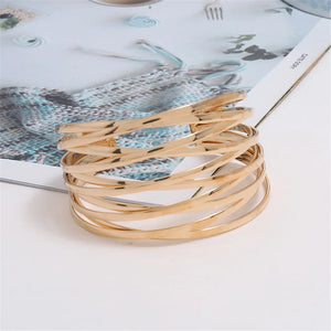 Hot Open Hollow Multi-Layer Metal Bracelet Cuff Bangles For Women