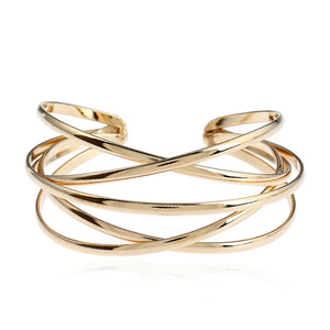 Hot Open Hollow Multi-Layer Metal Bracelet Cuff Bangles For Women
