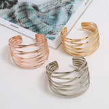 Hot Open Hollow Multi-Layer Metal Bracelet Cuff Bangles For Women