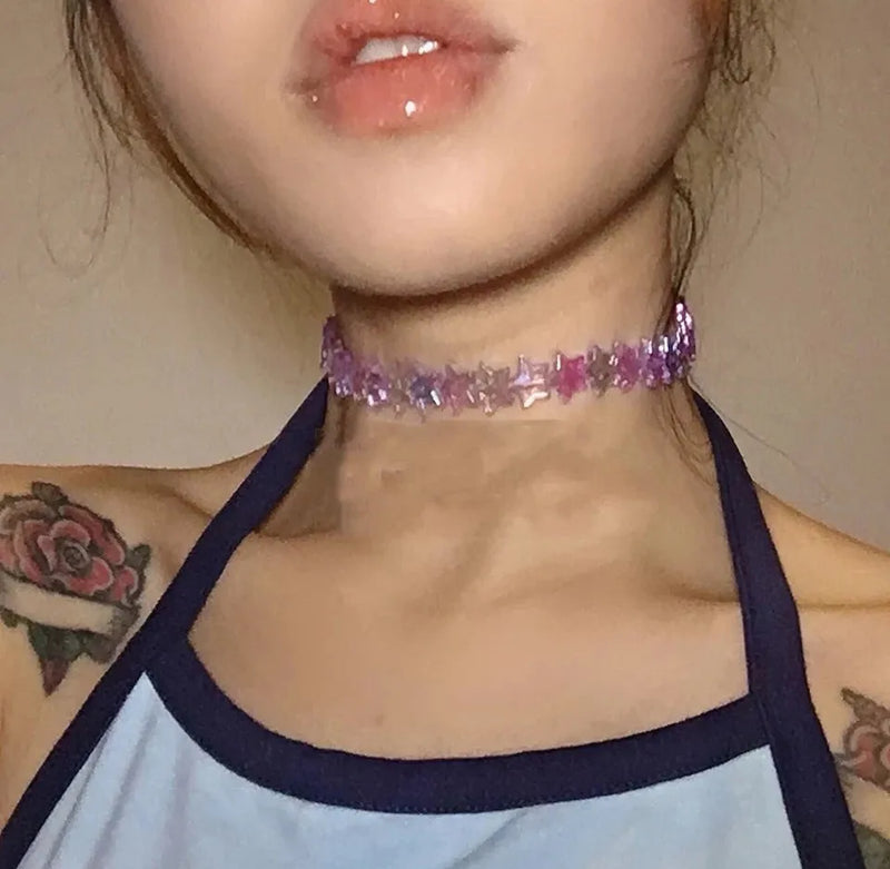 Punk Purple Stars Collars Chokers Harajuku Style Necklace For Women