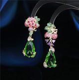 Europe & America Style Flower Dangle Earrings 925 Silver Needle
