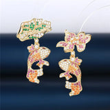 Europe & America Style Flower Dangle Earrings 925 Silver Needle