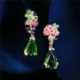 Europe & America Style Flower Dangle Earrings 925 Silver Needle
