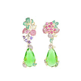 Europe & America Style Flower Dangle Earrings 925 Silver Needle