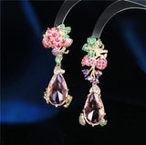 Europe & America Style Flower Dangle Earrings 925 Silver Needle