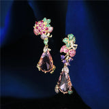 Europe & America Style Flower Dangle Earrings 925 Silver Needle