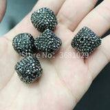 Trendy Black Rhine Stone Square Beads Necklace
