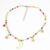 Pearl Rice Moon Pendant Necklace for Women
