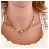 Pearl Rice Moon Pendant Necklace for Women