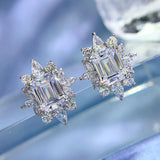 925 Silver Emerald Cut 7*9 Ear Stud