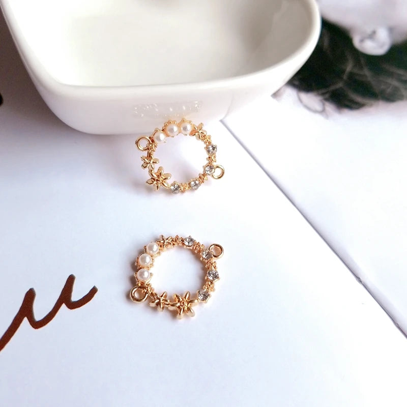 Metal Love Circular Inlaid Pearls DIY Jewelry Accessories