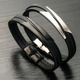 Europe & US Stainless Steel Leather Bracelet Hand Decoration