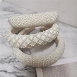 Bridal Pearl Hair Band with Rhinestones