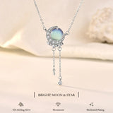 925 Silver Moon & Star Necklace with Moonstone