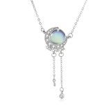 925 Silver Moon & Star Necklace with Moonstone