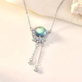 925 Silver Moon & Star Necklace with Moonstone