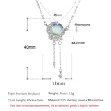 925 Silver Moon & Star Necklace with Moonstone