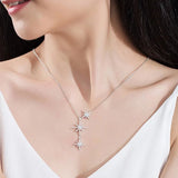 Europe & US M-Shaped CZ Star Pendant Necklace for Women