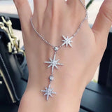 Europe & US M-Shaped CZ Star Pendant Necklace for Women
