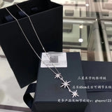 Europe & US M-Shaped CZ Star Pendant Necklace for Women