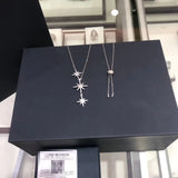 Europe & US M-Shaped CZ Star Pendant Necklace for Women