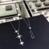 Europe & US M-Shaped CZ Star Pendant Necklace for Women