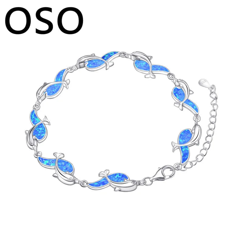 S925 Sterling Silver Opal Bracelet Jewelry