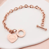 Europe & US Heart Circle OT Buckle Bracelet Female Titanium Steel Love Chain